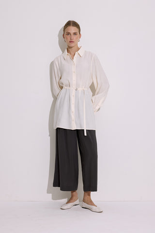 Modal Belted Shirt Ecru