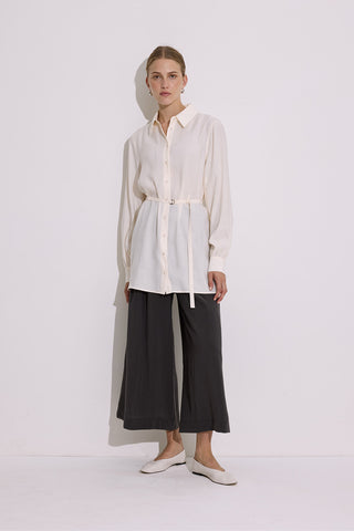 Modal Belted Shirt Ecru