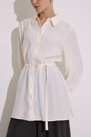 Modal Belted Shirt Ecru