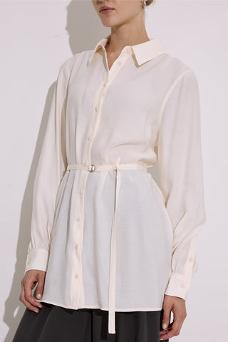 Modal Belted Shirt Ecru