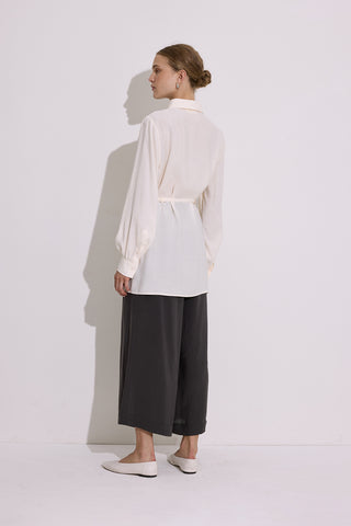 Modal Belted Shirt Ecru
