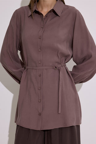 Modal Belted Shirt Dusty Rose
