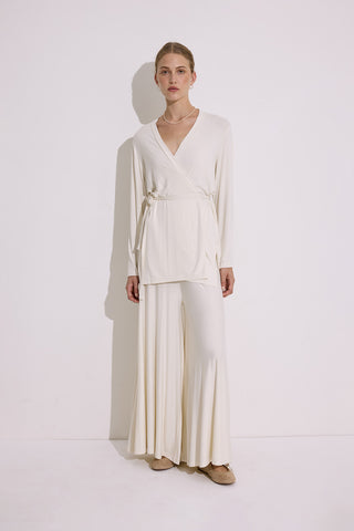 Tie Front Draped Kimono Pearl