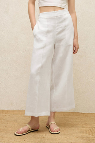 Straight Linen Trousers White
