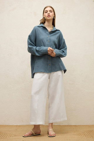 Straight Linen Trousers White