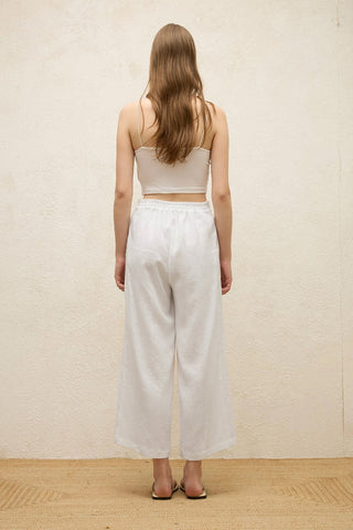 Straight Linen Trousers White