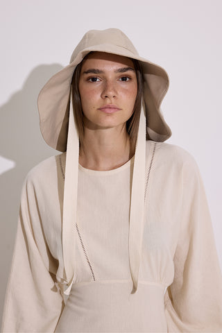 Corded Wide‑Brim Hat Beige