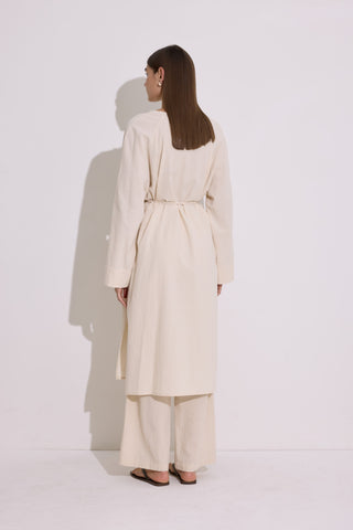 Textured Button Longline Tunic Natural