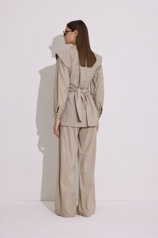 Tie Detail Wrap Shirt Beige