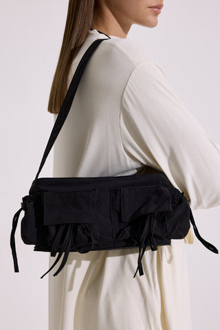 Drawstring Bag With Pockets Black