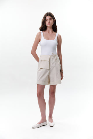 Belted Shorts With Pockets Stone