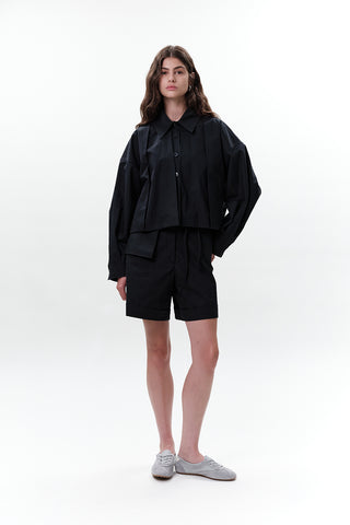 Belted Shorts With Pockets Navy Blue