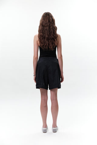 Belted Shorts With Pockets Navy Blue