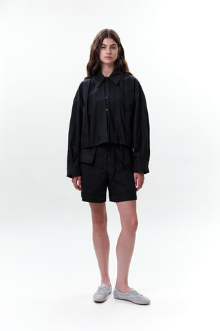 Belted Shorts With Pockets Navy Blue