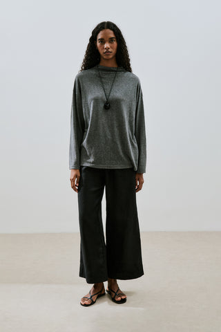 Linen Blend Blouse Anthracite