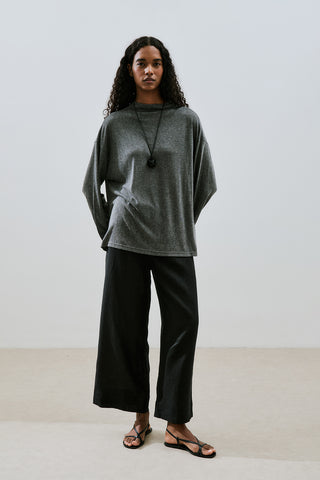 Linen Blend Blouse Anthracite