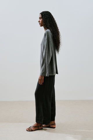 Linen Blend Blouse Anthracite