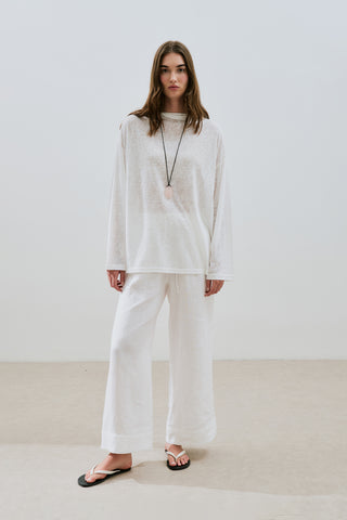 Linen Blend Blouse Ecru