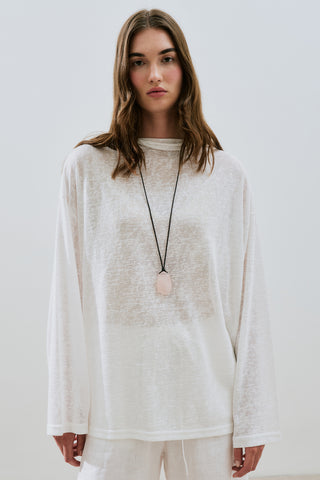 Linen Blend Blouse Ecru