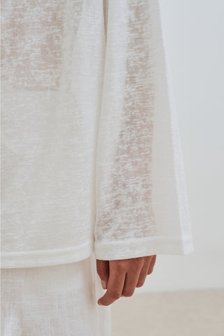 Linen Blend Blouse Ecru