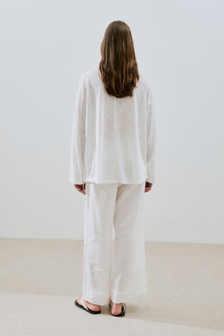 Linen Blend Blouse Ecru