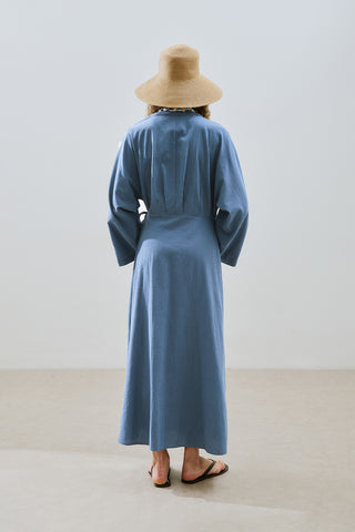 Textured Wrap Dress Indigo