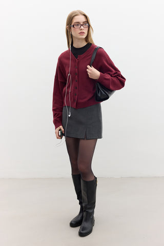 Oversized Soft Knit Cardigan Burgundy