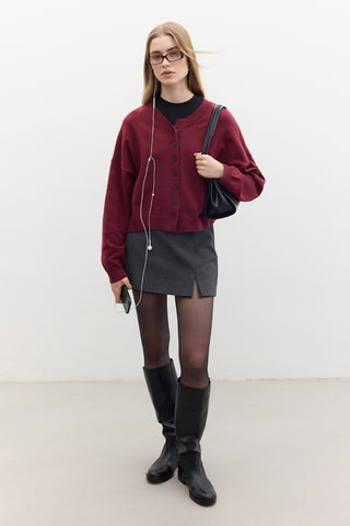 Oversized Soft Knit Cardigan Burgundy