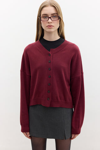 Oversized Soft Knit Cardigan Burgundy