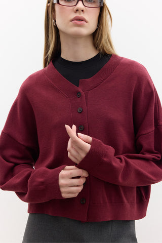 Oversized Soft Knit Cardigan Burgundy