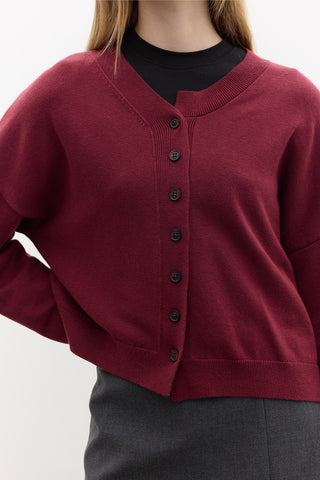 Oversized Soft Knit Cardigan Burgundy