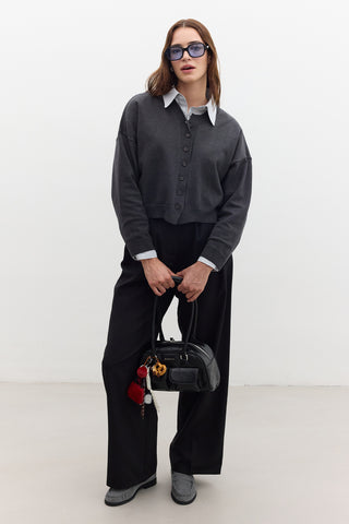 Oversized Soft Knit Cardigan Anthracite