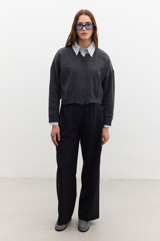 Oversized Soft Knit Cardigan Anthracite
