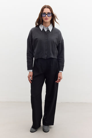 Oversized Soft Knit Cardigan Anthracite