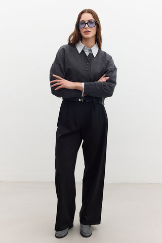 Oversized Soft Knit Cardigan Anthracite