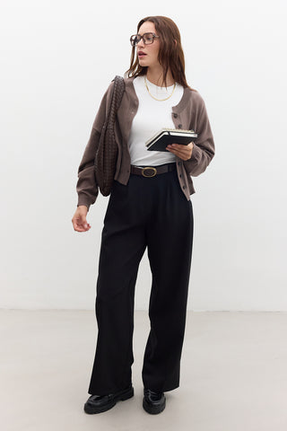 Oversized Soft Knit Cardigan Mink