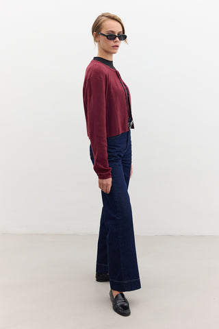 Soft Knit Cardigan With Lacing Burgundy