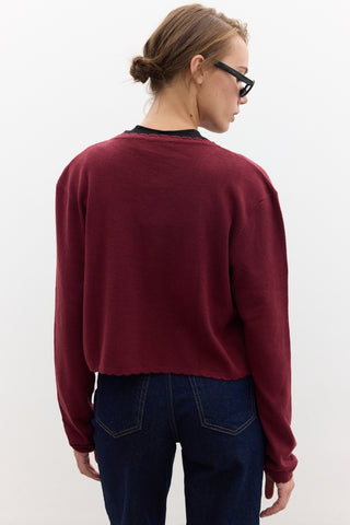 Soft Knit Cardigan With Lacing Burgundy