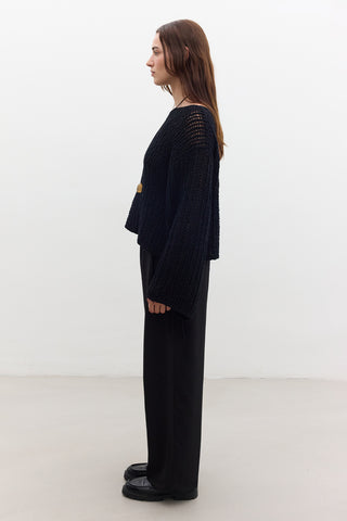 Open-Knit Sweater Black