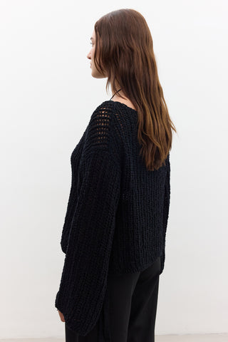 Open-Knit Sweater Black