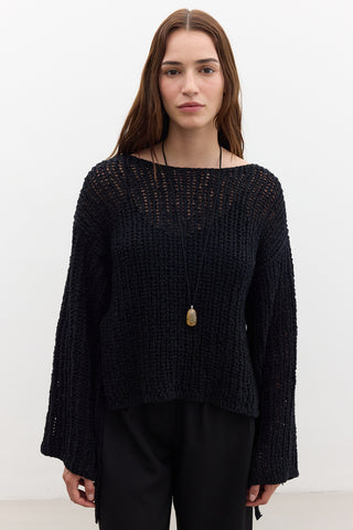 Open-Knit Sweater Black