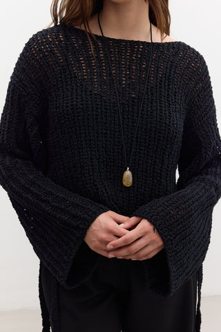 Open-Knit Sweater Black