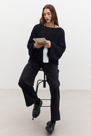 Open-Knit Sweater Black