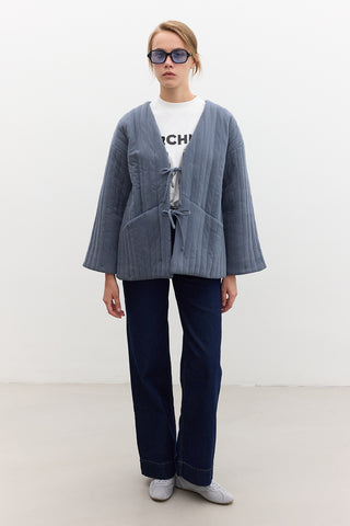 Quilted Belted Jacket Indigo