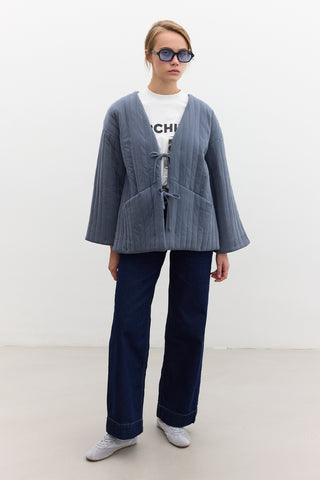 Quilted Belted Jacket Indigo
