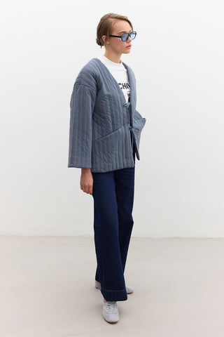 Quilted Belted Jacket Indigo