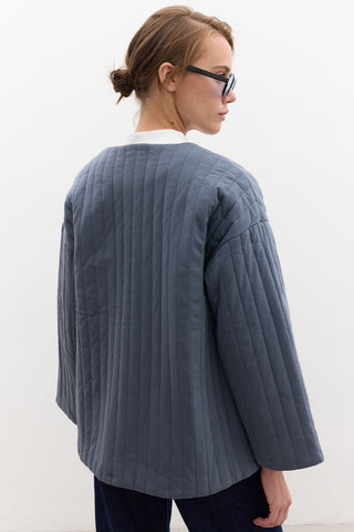 Quilted Belted Jacket Indigo