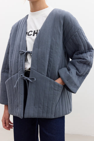 Quilted Belted Jacket Indigo