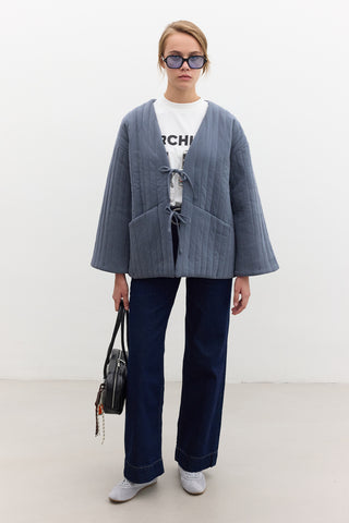 Quilted Belted Jacket Indigo
