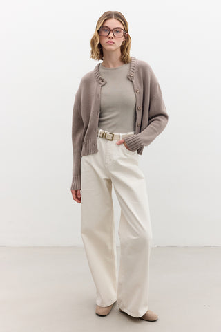 Cotton Knit Cardigan Mink